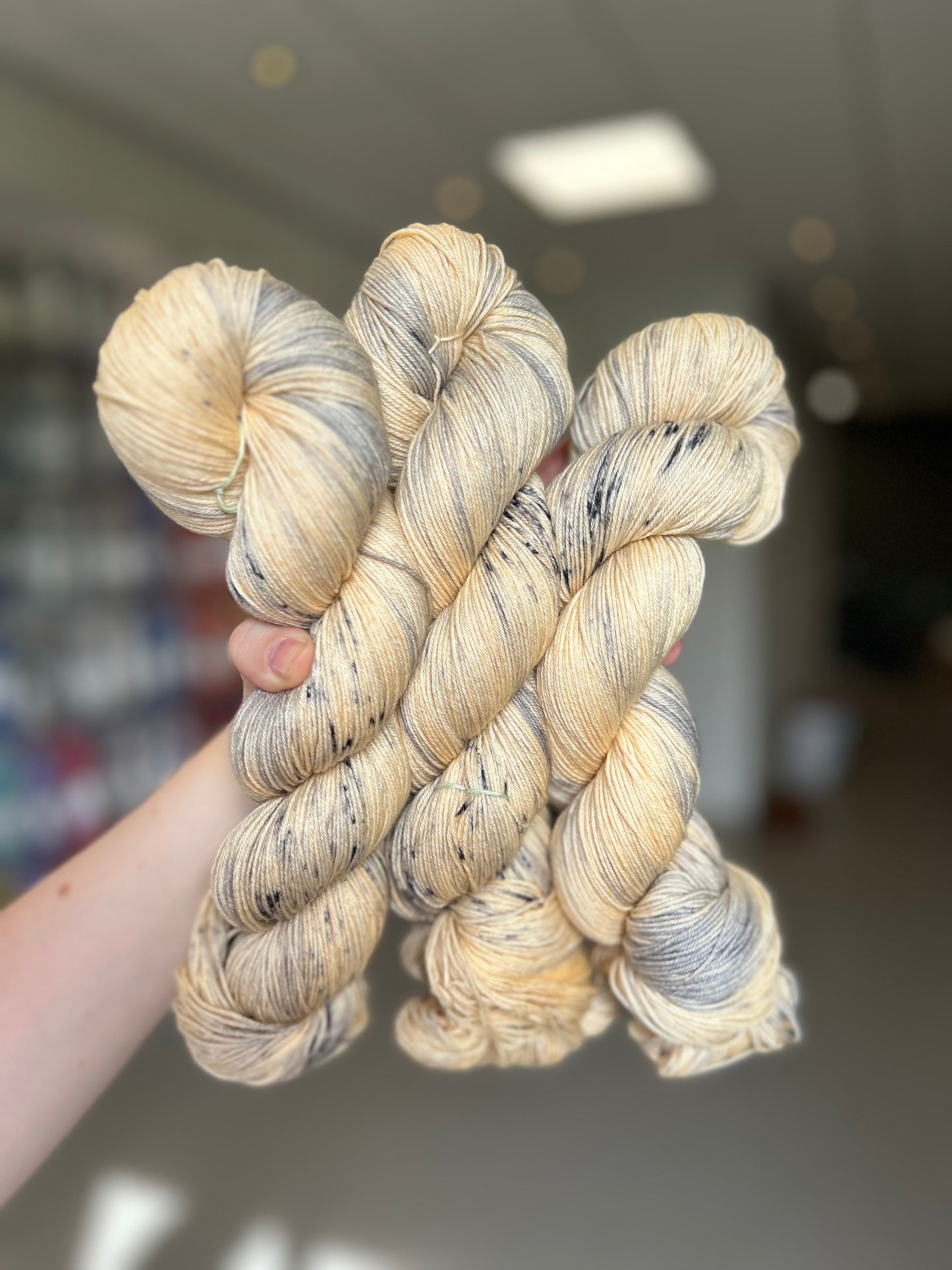 OOAK - cream, grey - soulful sock (Fourth wing inspired)