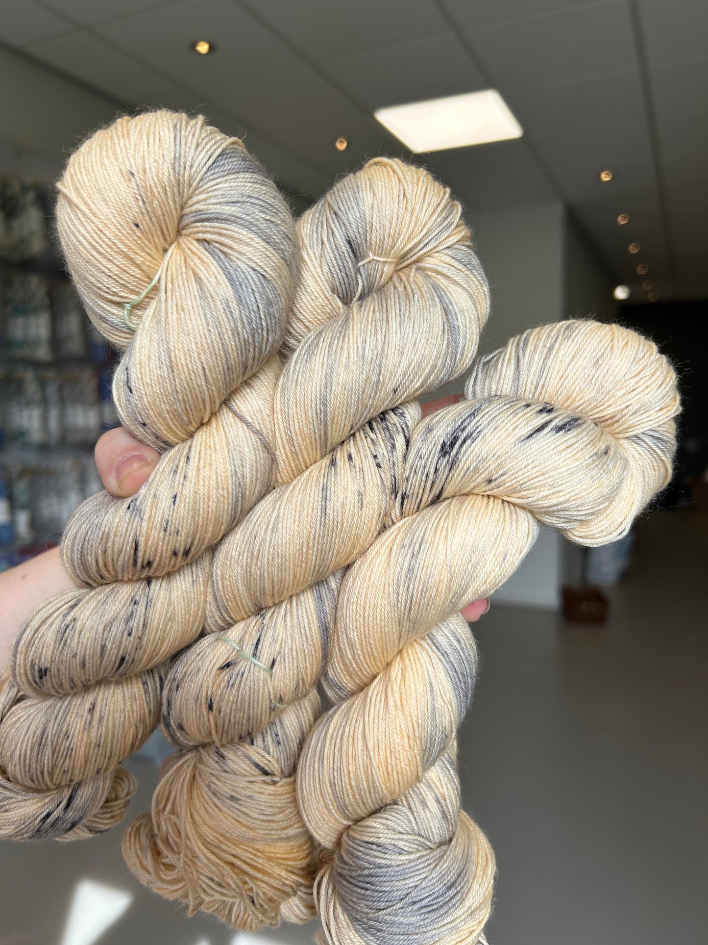 OOAK - cream, grey - soulful sock (Fourth wing inspired)
