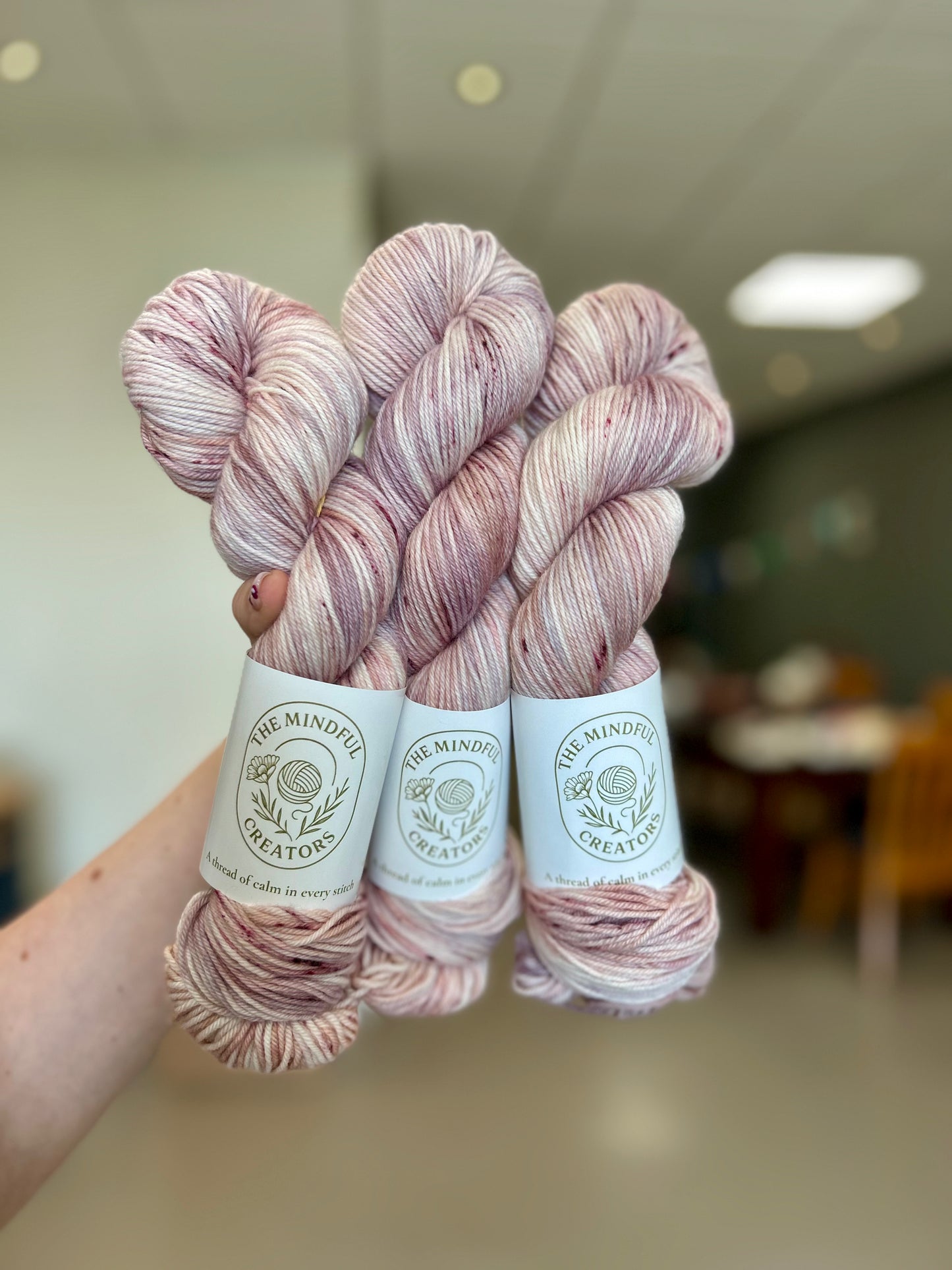 OOAK - pastel pink speckle - Sock DK